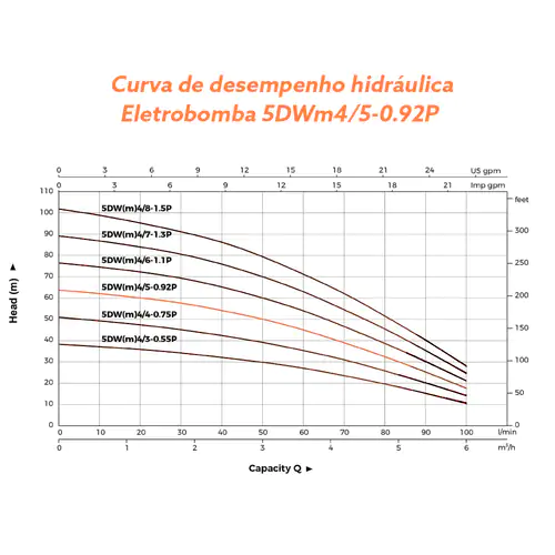 Eletrobomba Poço Largo 1,25HP 230V 1.1/4´ LEO 5DWm4/5-0,92P